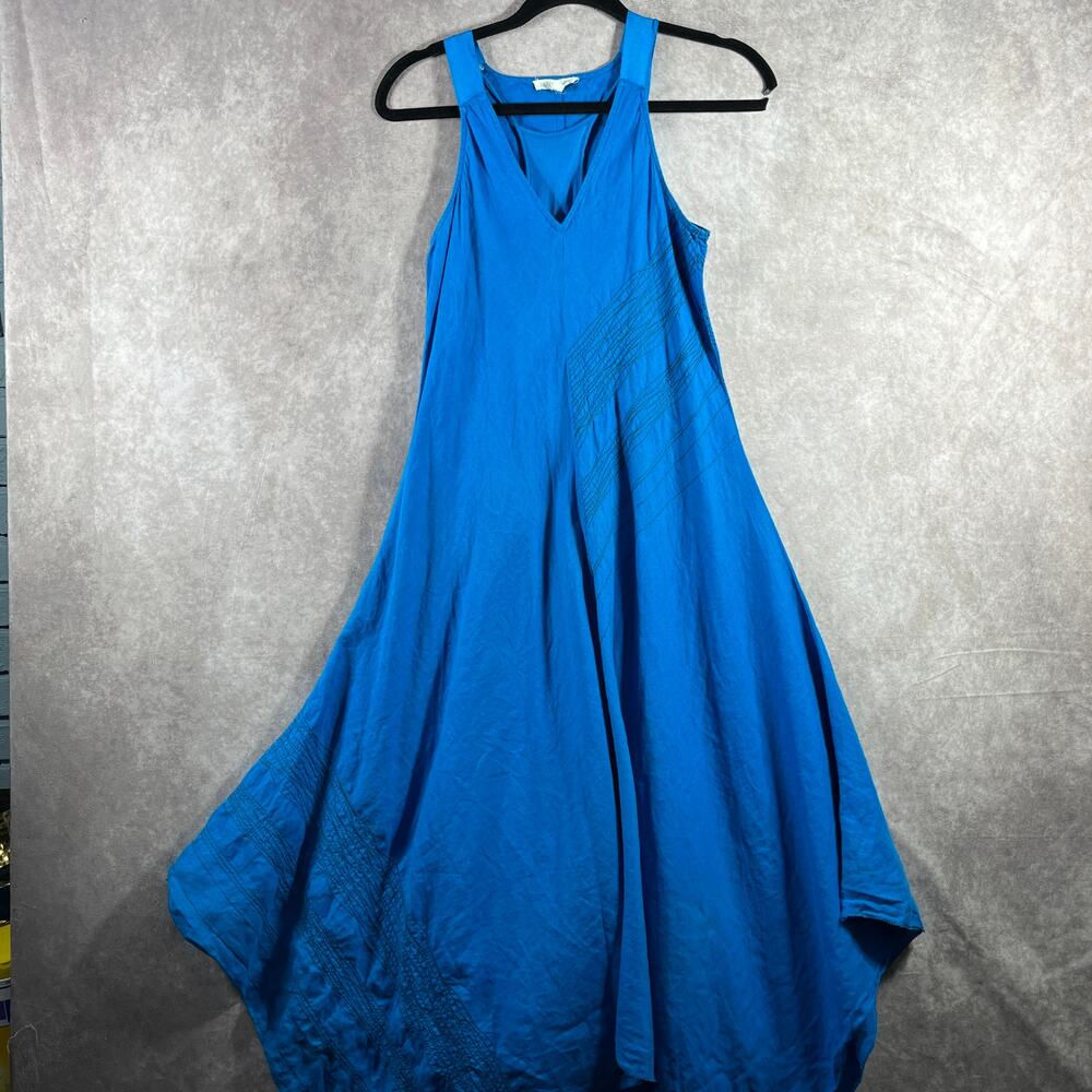 Eileen‎ Fisher Maxi Tank Dress Womens XS Blue Racerback Sleeveless V-Neck Boho